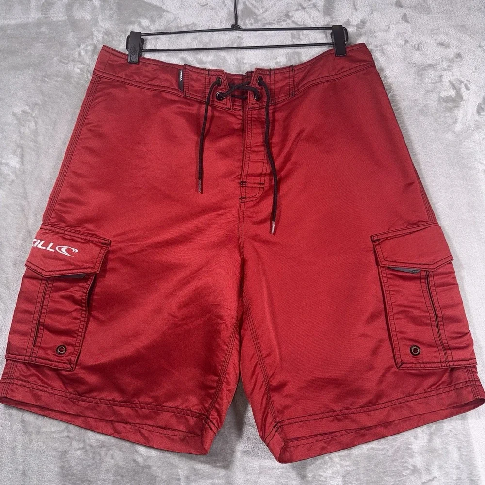 O'neill Board Shorts Mens Size 34 Red Surfer Fishing Beach Ocean Swimming